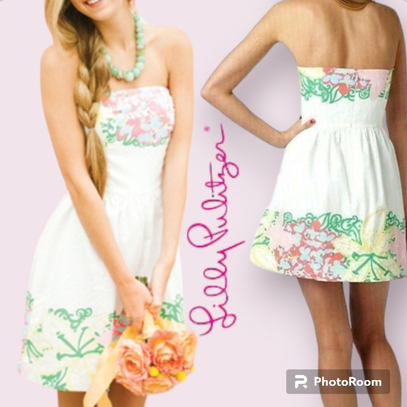 Lilly Pulitzer Lottie Dress Resort White Mariposa Placed - Picture 2 of 15